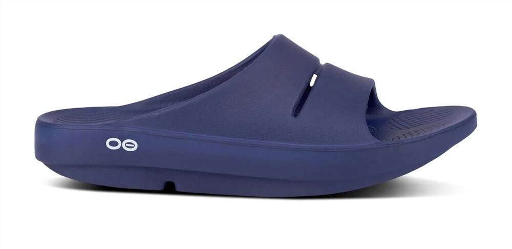 NEW OOFOS men's ooahh slide sandals in navy